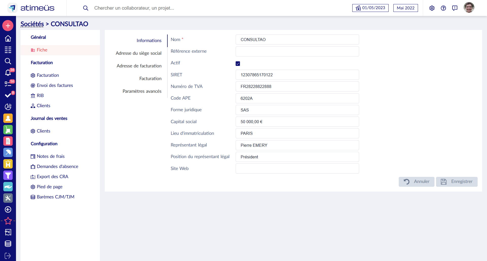 Nouvelle fiche Société