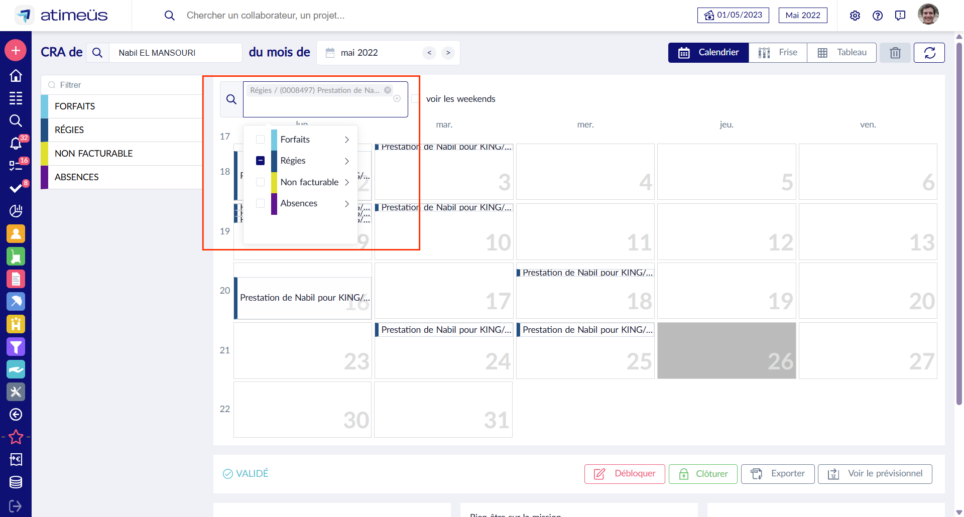 Filtrer le contenu d'un CRA