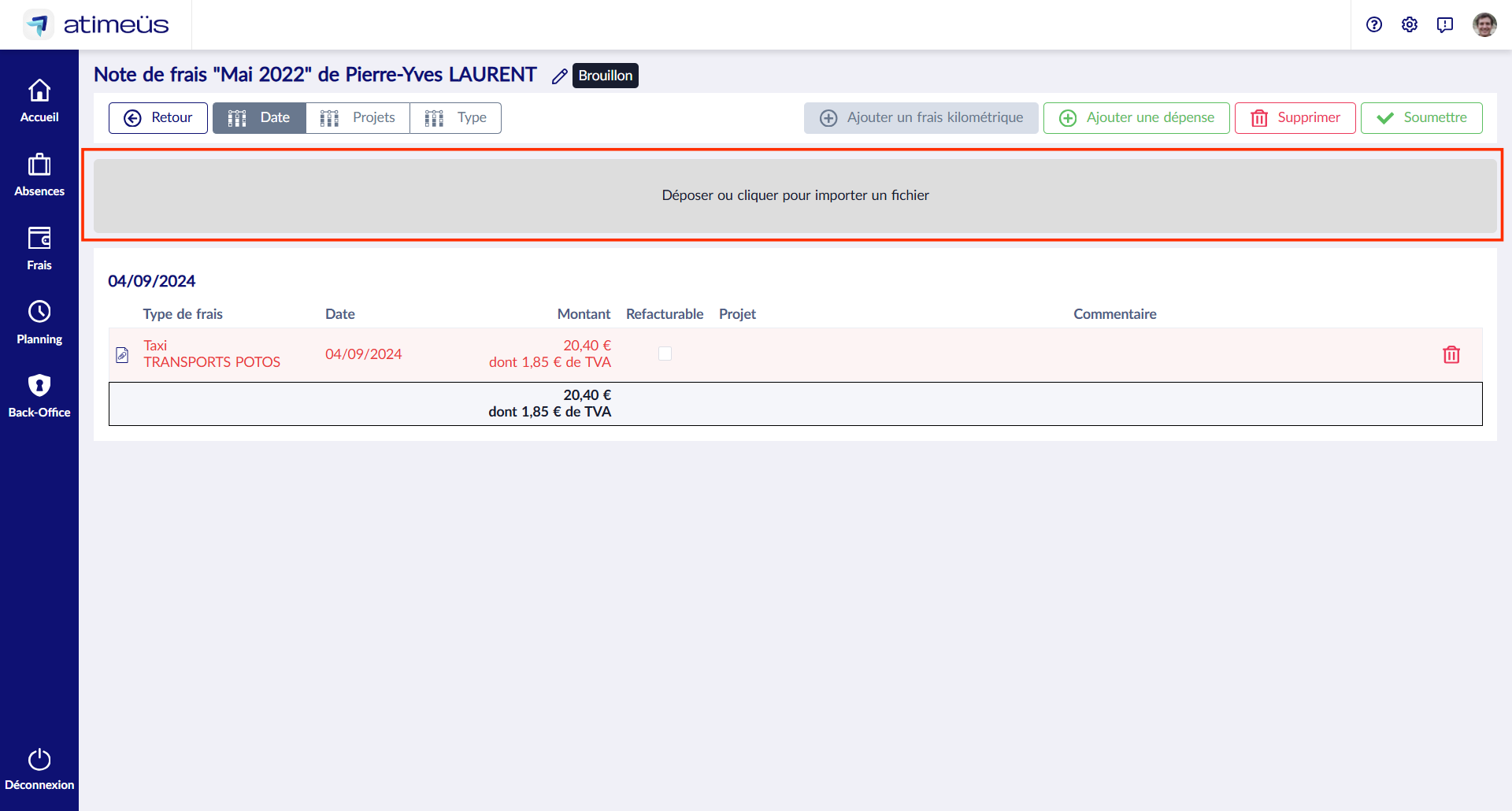 Scanner un justificatif de frais