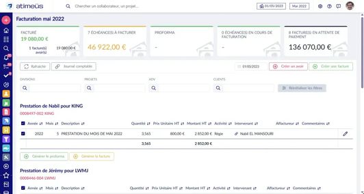 Facturation mensuelle des clients