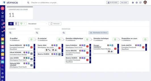 Avancement des candidatures dans le process de recrutement